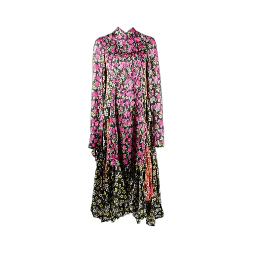 Asymmetric Hem Patched Long Dress