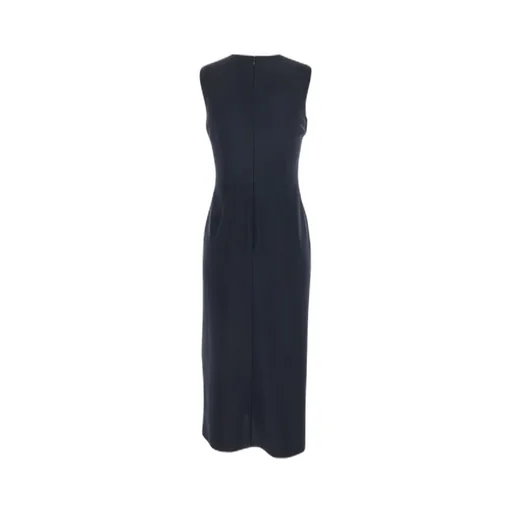 Draped Asymmetric-Hem Sleeveless Dress