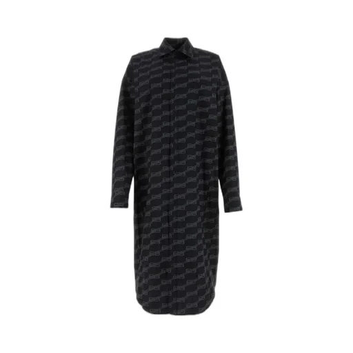 All-Over Logo Printed Poplin Shirt Dress