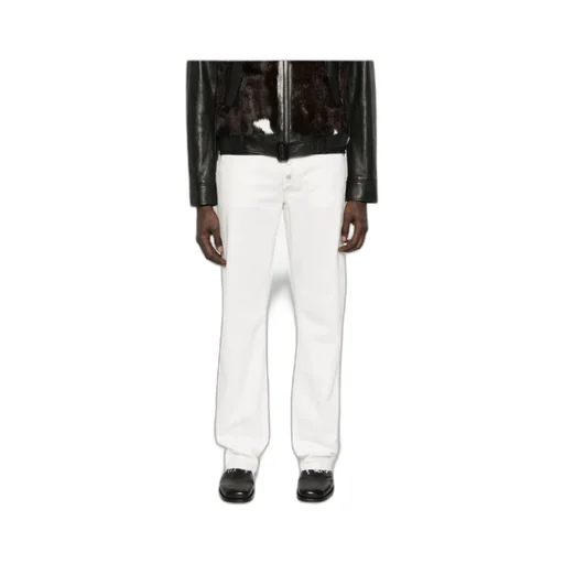 Straight-Leg Frayed-Edge Jeans