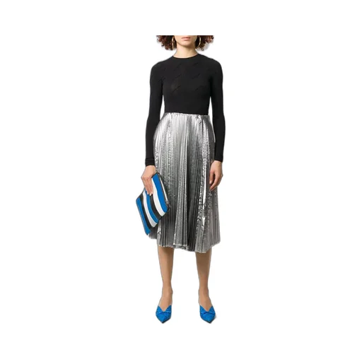 Metallic Pleated Skirt