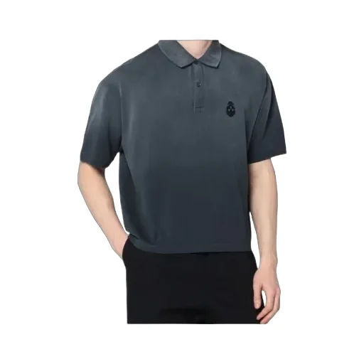 Skull-Logo Faded Effect Polo Shirt