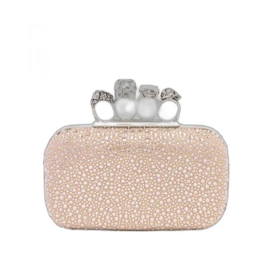 Skull Embellished Chained Clutch Bag