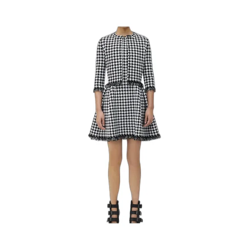 Houndstooth Frayed-Edge Cardigan