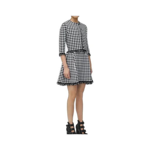 Houndstooth Frayed-Edge Cardigan