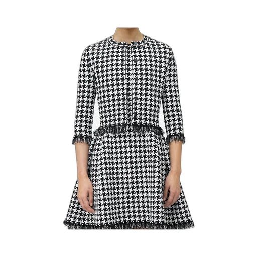 Houndstooth Frayed-Edge Cardigan