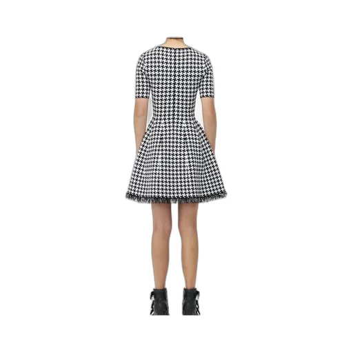 Houndstooth Frayed-Edge Mini Dress