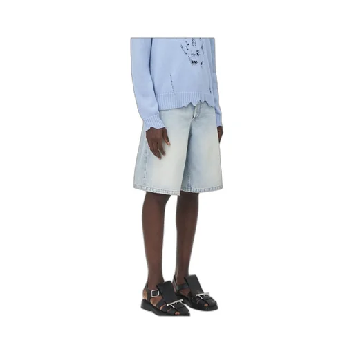 Stonewashed Denim Shorts