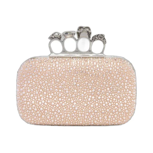 Skull Embellished Chained Clutch Bag