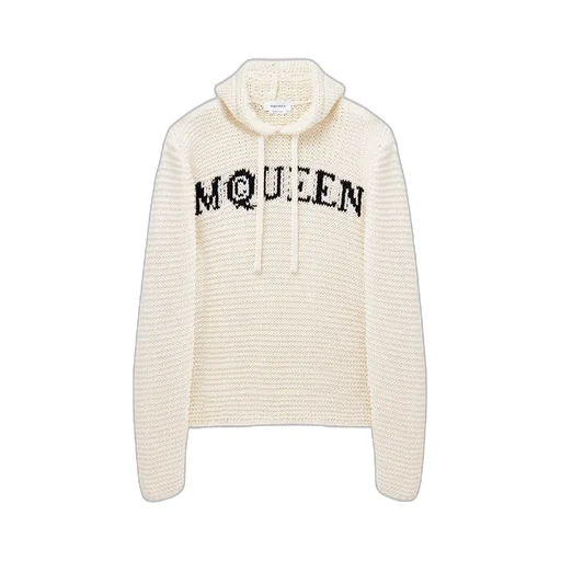 Logo Cropped Knitted Hoodie