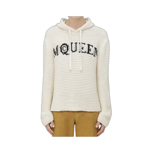 Logo Cropped Knitted Hoodie