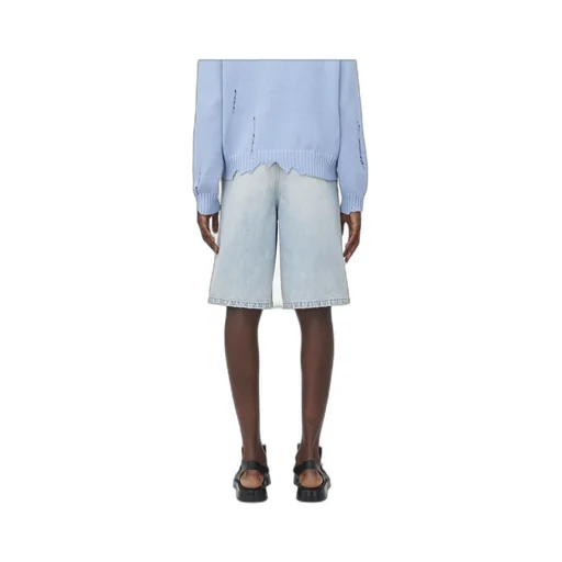 Stonewashed Denim Shorts