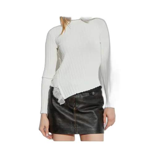 Ribbed-Knit Asymmetric Top