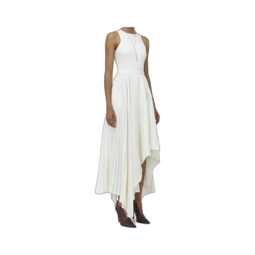 Asymmetric Sleeveless Pleated Dress