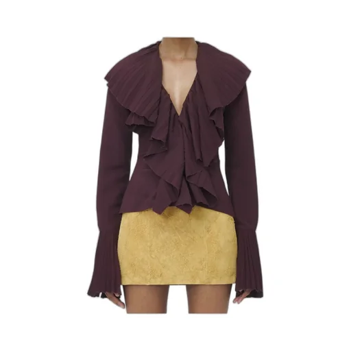 Plissé V-Neck Blouse