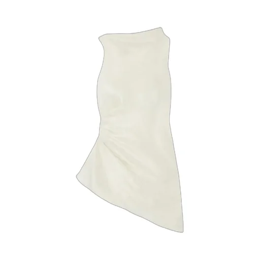 Mock-Neck Asymmetric Satin Top
