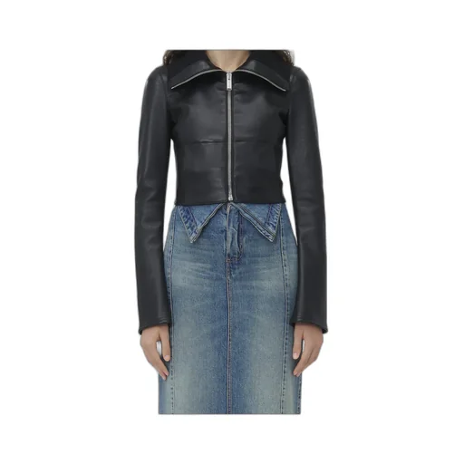 Folded Collar Leather Jacket