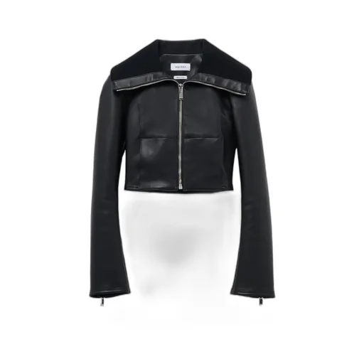Folded Collar Leather Jacket
