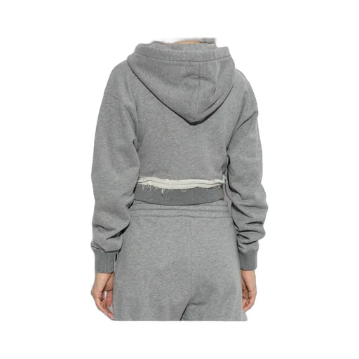 Drawstring Distressed Cropped Hoodie