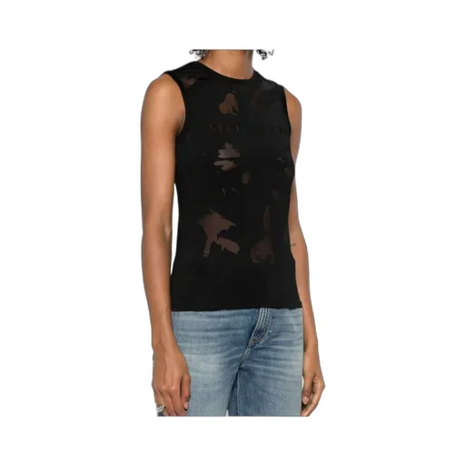 Logo Detailed Mesh Tank Top