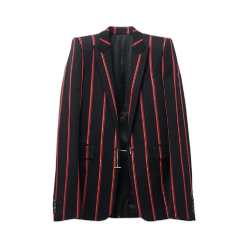 T-Bar Chain Fastened Striped Blazer