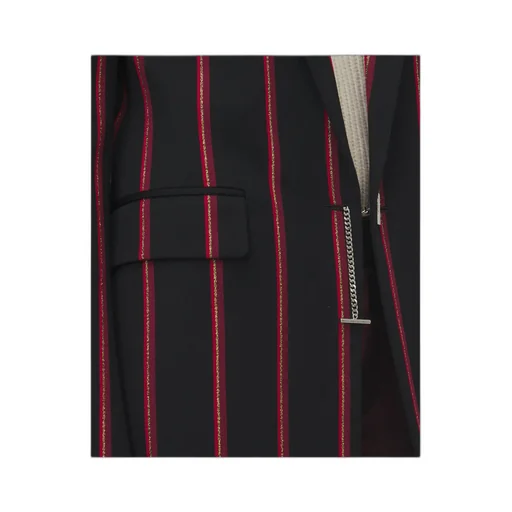 T-Bar Chain Fastened Striped Blazer