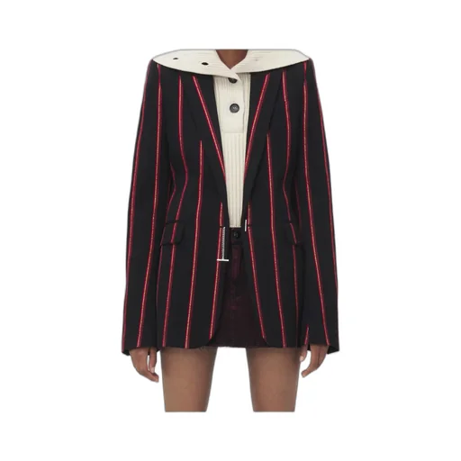 T-Bar Chain Fastened Striped Blazer