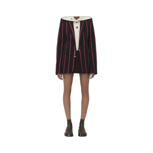 T-Bar Chain Fastened Striped Blazer
