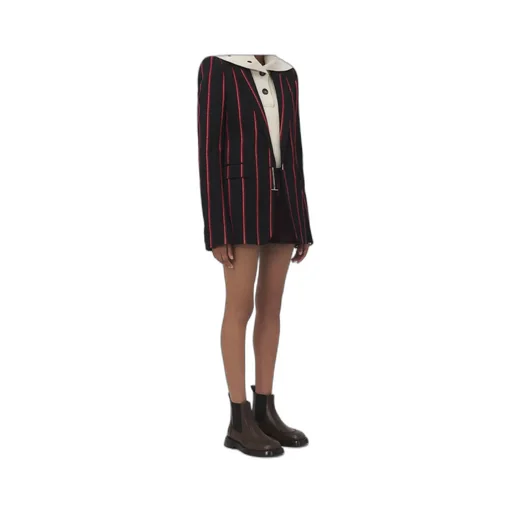 T-Bar Chain Fastened Striped Blazer