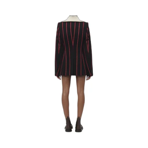 T-Bar Chain Fastened Striped Blazer
