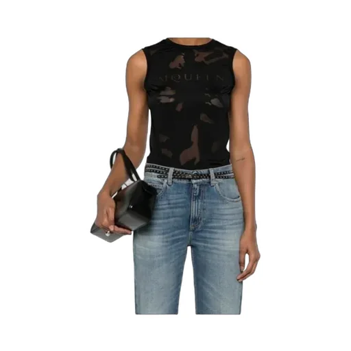 Logo Detailed Mesh Tank Top