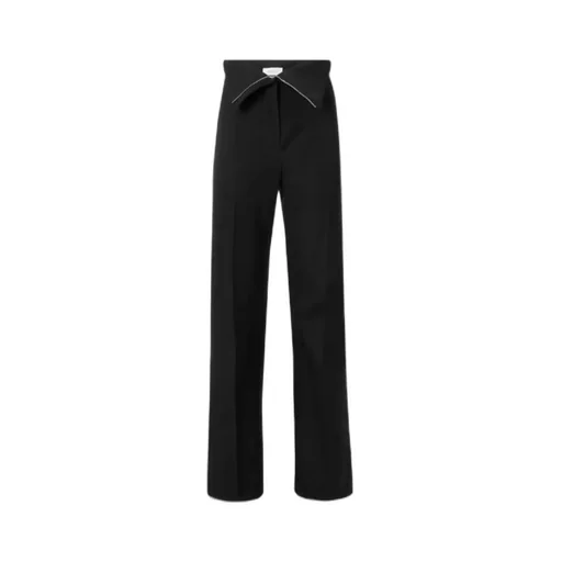 Fold Over Waist Flared Tailored Trousers