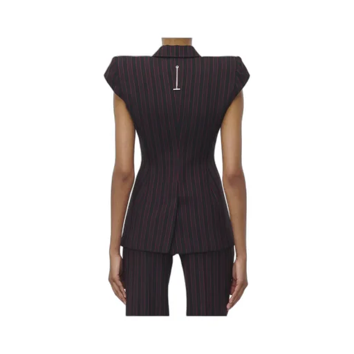 Double Breasted Pinstripe Sleeveless Jacket