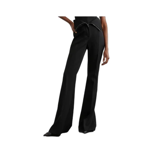 Fold Over Waist Flared Tailored Trousers