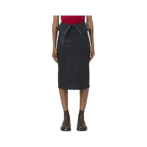 Fold Over Waist Leather Skirt