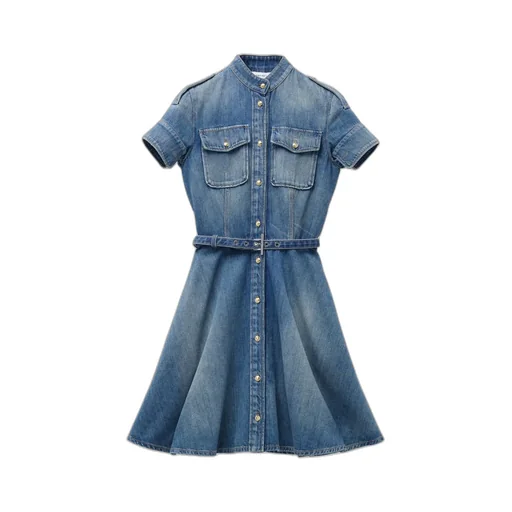 Short-Sleeve Shirt Denim Mini Dress