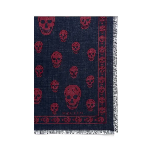Classic Skull Printed Frayed-Edge Scarf