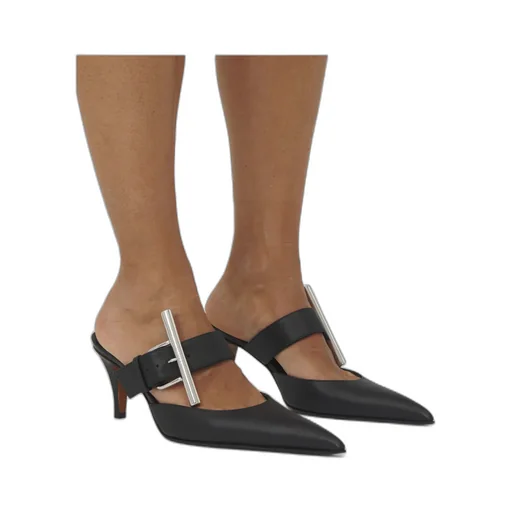 Birdee Cross-Bar Buckle Pointed-Toe Mules