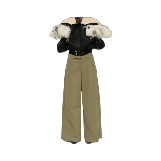 Shearling Trim Ruched Bomber Jacket