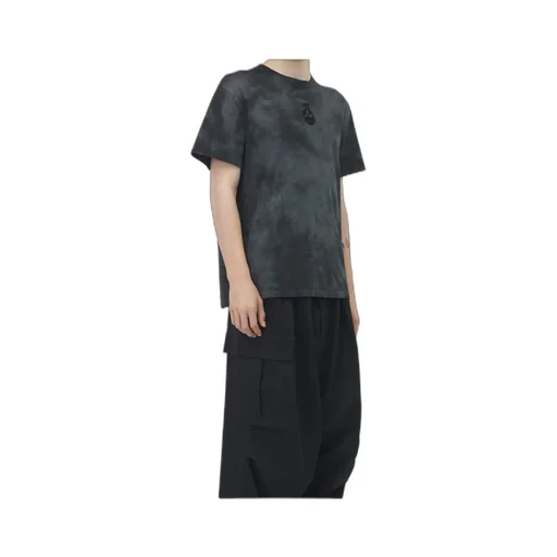 Skull Embroidered Tie-Dyed T-Shirt