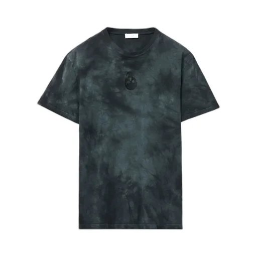 Skull Embroidered Tie-Dyed T-Shirt
