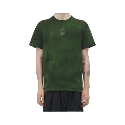 Skull Embroidered Tie-Dyed T-Shirt