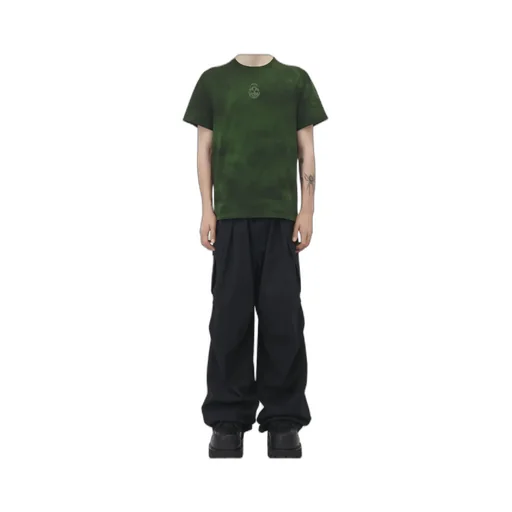 Skull Embroidered Tie-Dyed T-Shirt