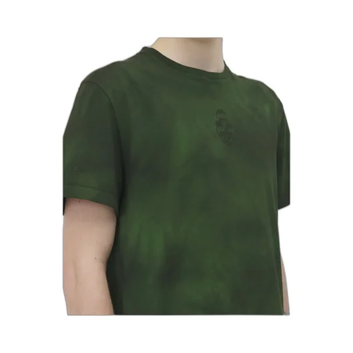 Skull Embroidered Tie-Dyed T-Shirt
