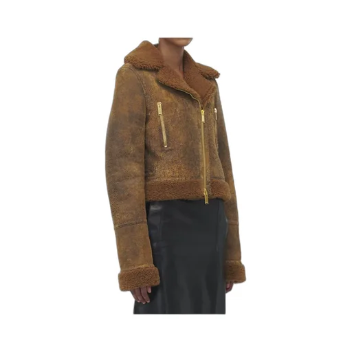 Off-Center Zip Aviator Jacket