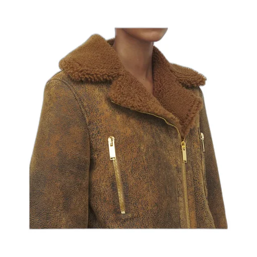 Off-Center Zip Aviator Jacket