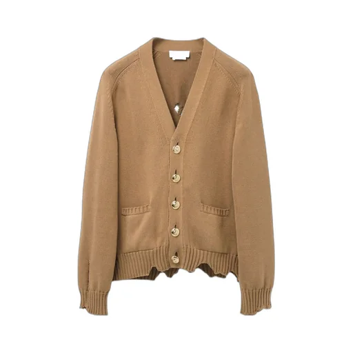 Distressed Skull V-Neck Cardigan