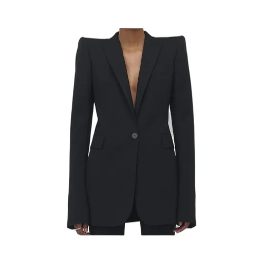Stacked Shoulder Single-Breasted Jacket