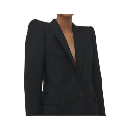 Stacked Shoulder Single-Breasted Jacket