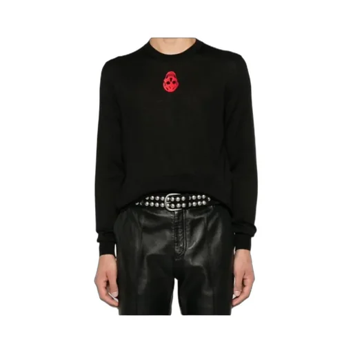 Skull Embroidered Knitted Jumper